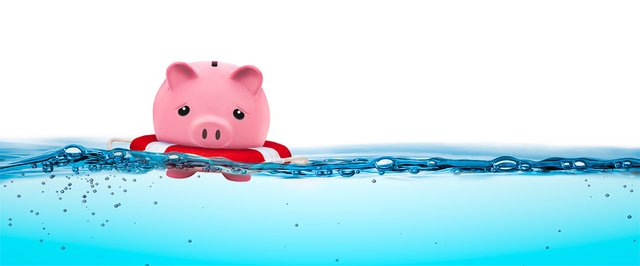 Piggy Bank In Life-ring Floating On Water - Financial Security C